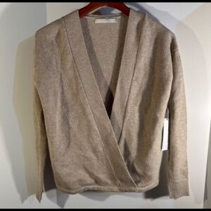 One Grey Day Noah Pullover Surplice Sweater Latte/Beige Size S - NWT